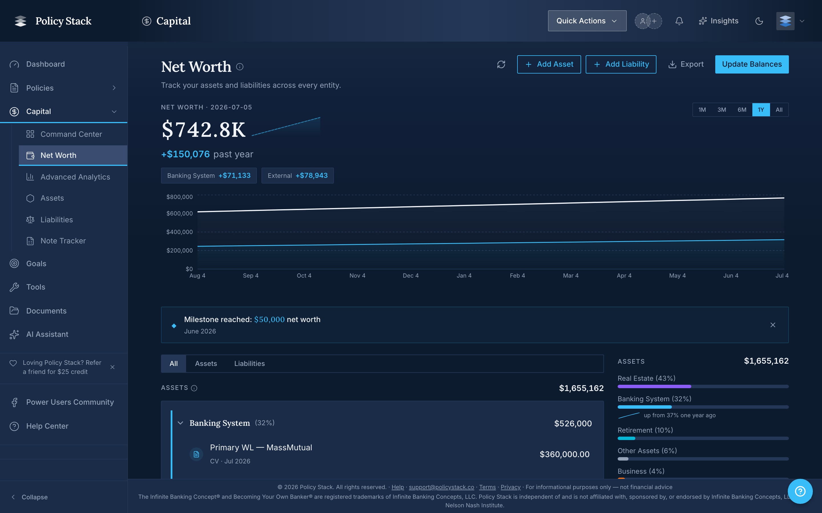 net worth dashboard