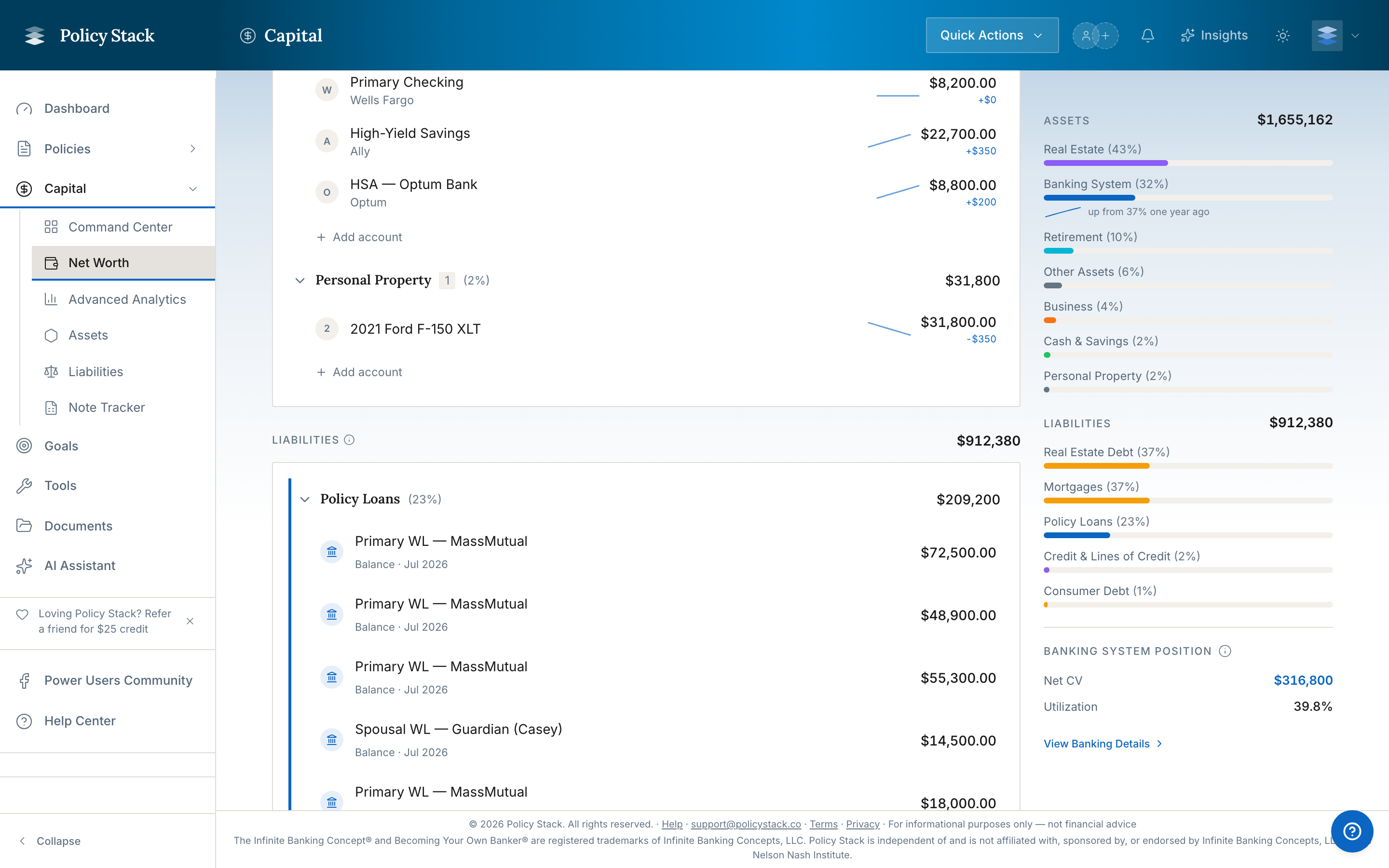 net worth liabilities panel