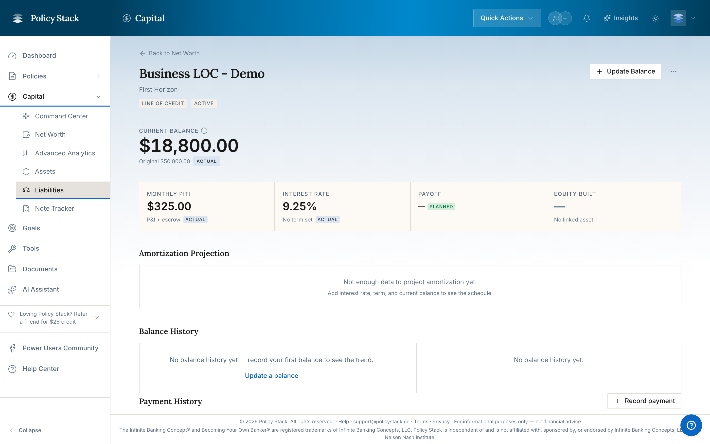 revolving credit detail